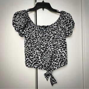 Ambiance Sheer Leopard Print crop Top Blouse